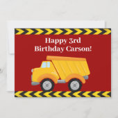 カスタムボーイズダンプトラックレッド子供の誕生日 カード (正面)