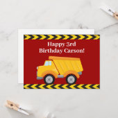 カスタムボーイズダンプトラックレッド子供の誕生日 カード (正面/裏面インサイチュ)