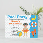 カスタムボーイズ誕生日プールパーティー 招待状 (スタンド正面)