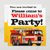 カスタムボーイ2歳の消防車パーティー 招待状 (正面/裏面)