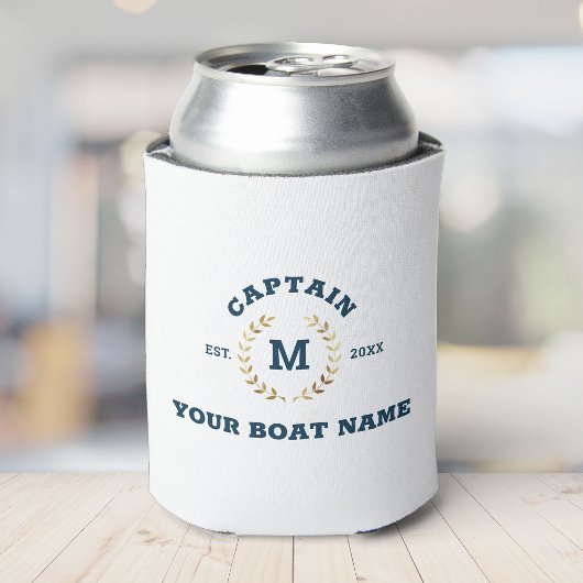 カスタムボートキャプテンモノグラム金ゴールドローレル航海の 缶クーラー