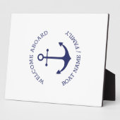 カスタムボートネームウェルカムオーバート航海のいかり フォトプラーク (側面)