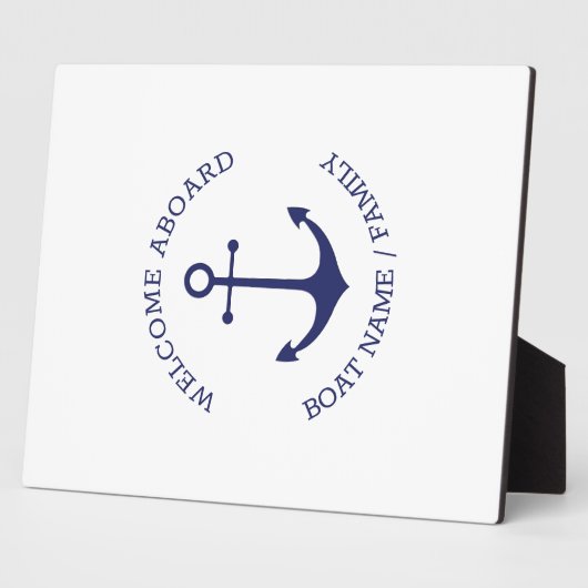 カスタムボートネームウェルカムオーバート航海のいかり フォトプラーク (側面)