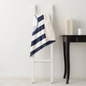 カスタムボートネーム航海のホワイトネイビーブルーいかり シェルパブランケット (インサイチュ)