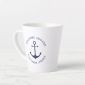 カスタムボート名ウェルカムアボード航海のいかり カフェラテマグ (左アングル)