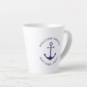 カスタムボート名ウェルカムアボード航海のいかり カフェラテマグ (右アングル)