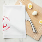 カスタムボート名ウェルカムアボード航海のいかり キッチンタオル (四つ折り)