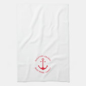 カスタムボート名ウェルカムアボード航海のいかり キッチンタオル (縦)