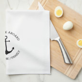 カスタムボート名ウェルカムアボード航海のいかり キッチンタオル (四つ折り)