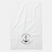 カスタムボート名ウェルカムアボード航海のいかり キッチンタオル (縦)