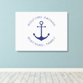 カスタムボート名ウェルカムアボード航海のいかり キャンバスプリント (インサイチュ (ウッドフロア))