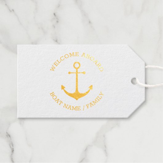 カスタムボート名ウェルカムアボード航海のいかり ギフトタグ (正面 (横))