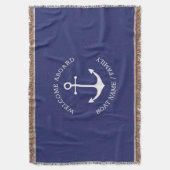 カスタムボート名ウェルカムアボード航海のいかり スローブランケット (正面縦)