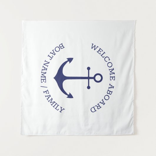 カスタムボート名ウェルカムアボード航海のいかり タペストリー (正面(横))