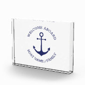 カスタムボート名ウェルカムアボード航海のいかり フォトブロック (右)