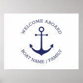 カスタムボート名ウェルカムアボード航海のいかり ポスター (正面)