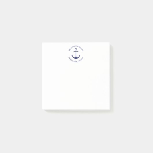 カスタムボート名ウェルカムアボード航海のいかり ポストイット (正面)