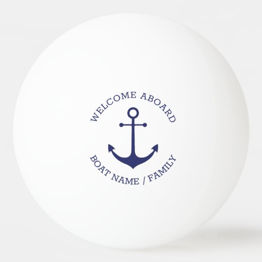 カスタムボート名ウェルカムアボード航海のいかり 卓球ボール (正面)