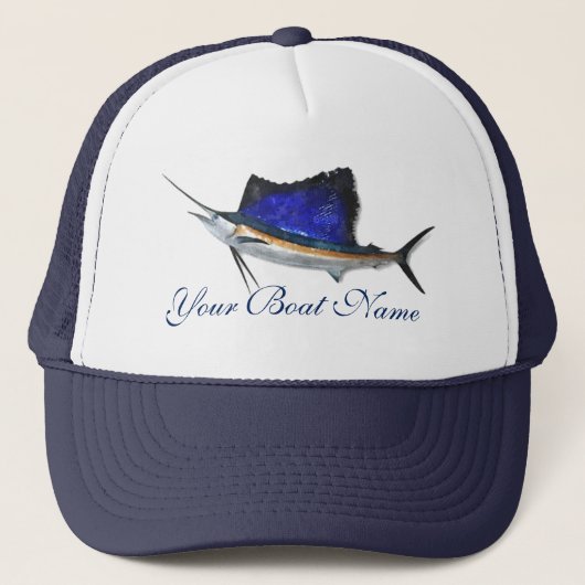 カスタムボート名Sailfish Trucker Hat キャップ (正面)