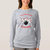 カスタムボーリングチームのロゴ(プレイヤー名とチーム名) Tシャツ (正面)