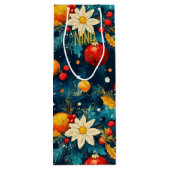 カスタムポインセチアとオーナメントクリスマスバッグ ワインギフトバッグ (裏面)