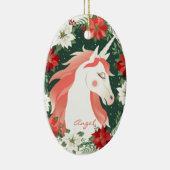 カスタムポインセチア・ユニコーン・ホース セラミックオーナメント (右)