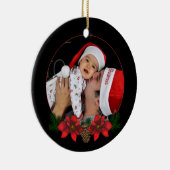 カスタムポインセティアホリディフォトオーナメント セラミックオーナメント (右)