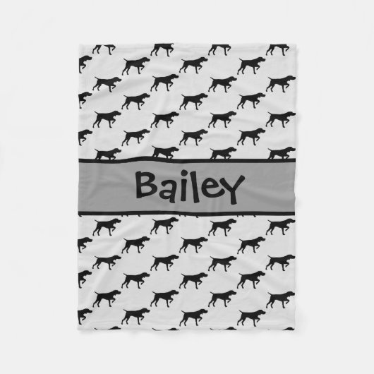 カスタムポインタードッグシルエット フリースブランケット (正面)