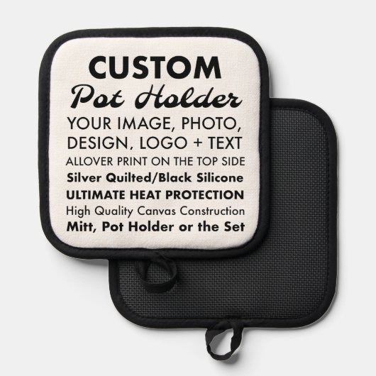 カスタムポットホルパーソナライズされたダー、シリコーン下面 鍋敷き (正面/裏面)