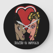 カスタムポップ・アートのアートカップル壁時計 – 2名 ラージ壁時計 (正面)