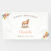 カスタムポニー誕生日かわいい馬フローラバナー 横断幕 (横)