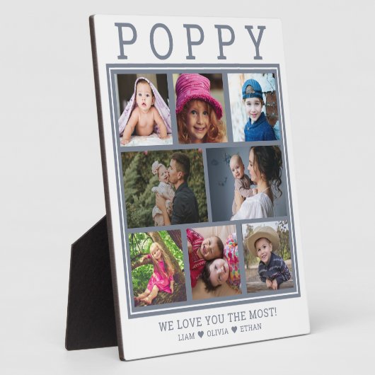 カスタムポピー私たちは愛8フォトコラージグレイ フォトプラーク (側面)