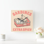 カスタムポルトガルラバーサルディーンライトピンク文字 スクエア壁時計 (ホーム)