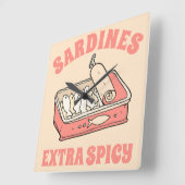 カスタムポルトガルラバーサルディーンライトピンク文字 スクエア壁時計 (傾斜)