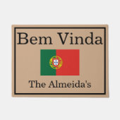 カスタムポルトガル国旗のファミリ名ドアマット ドアマット (正面)