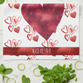 カスタムポーズドッグラバーバレンタインギフトチワワ キッチンタオル (折り畳み)