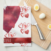 カスタムポーズドッグラバーバレンタインギフトチワワ キッチンタオル (四つ折り)