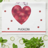 カスタムポーズドッグ恋人バレンタインギフトグレートDane キッチンタオル (折り畳み)