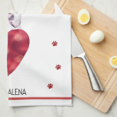 カスタムポーズドッグ恋人バレンタインギフトグレートDane キッチンタオル (四つ折り)