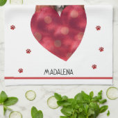 カスタムポーズドッグ愛人バレンタインギフトバセットハウンド キッチンタオル (折り畳み)