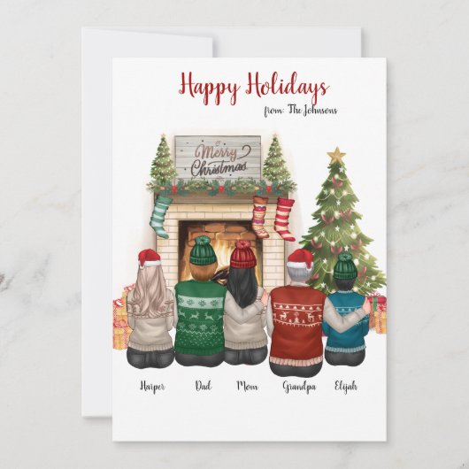 カスタムポートレートクリップアートクリスマスカード 招待状 (正面)