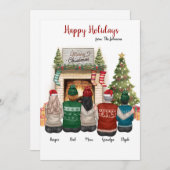 カスタムポートレートクリップアートクリスマスカード 招待状 (正面/裏面)