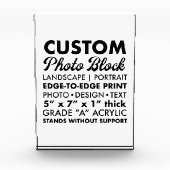 カスタムポートレートパーソナライズされたフォトペーパーウェイト フォトブロック (正面)