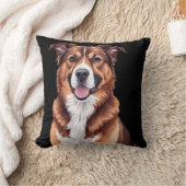カスタムポートレート枕 – 水彩犬のイラスト クッション (ブランケット)