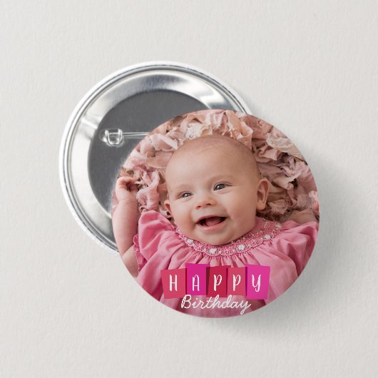 カスタムポートレート誕生日ギフト写真ボタン 缶バッジ (正面&裏面)