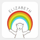 カスタムポーラベア&レインボー スクエアシール (正面)