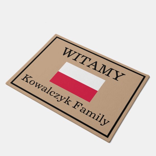 カスタムポーランド国旗のファミリ名ドアマット ドアマット (アングル)