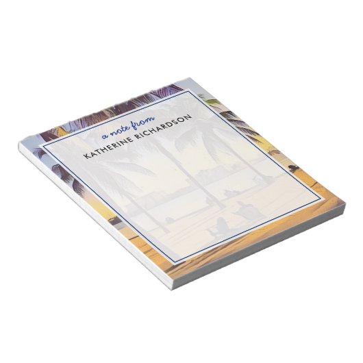 カスタムマイアミビーチフロリダウォーターカラーアート ノートパッド (アングル)