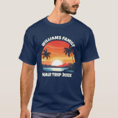 カスタムマウイ島旅行クールな日の出ヤシの木 Tシャツ (正面)