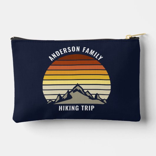 カスタムマウンテンサンセットネイビーブルーハイキング アクセサリーポーチ (裏面)